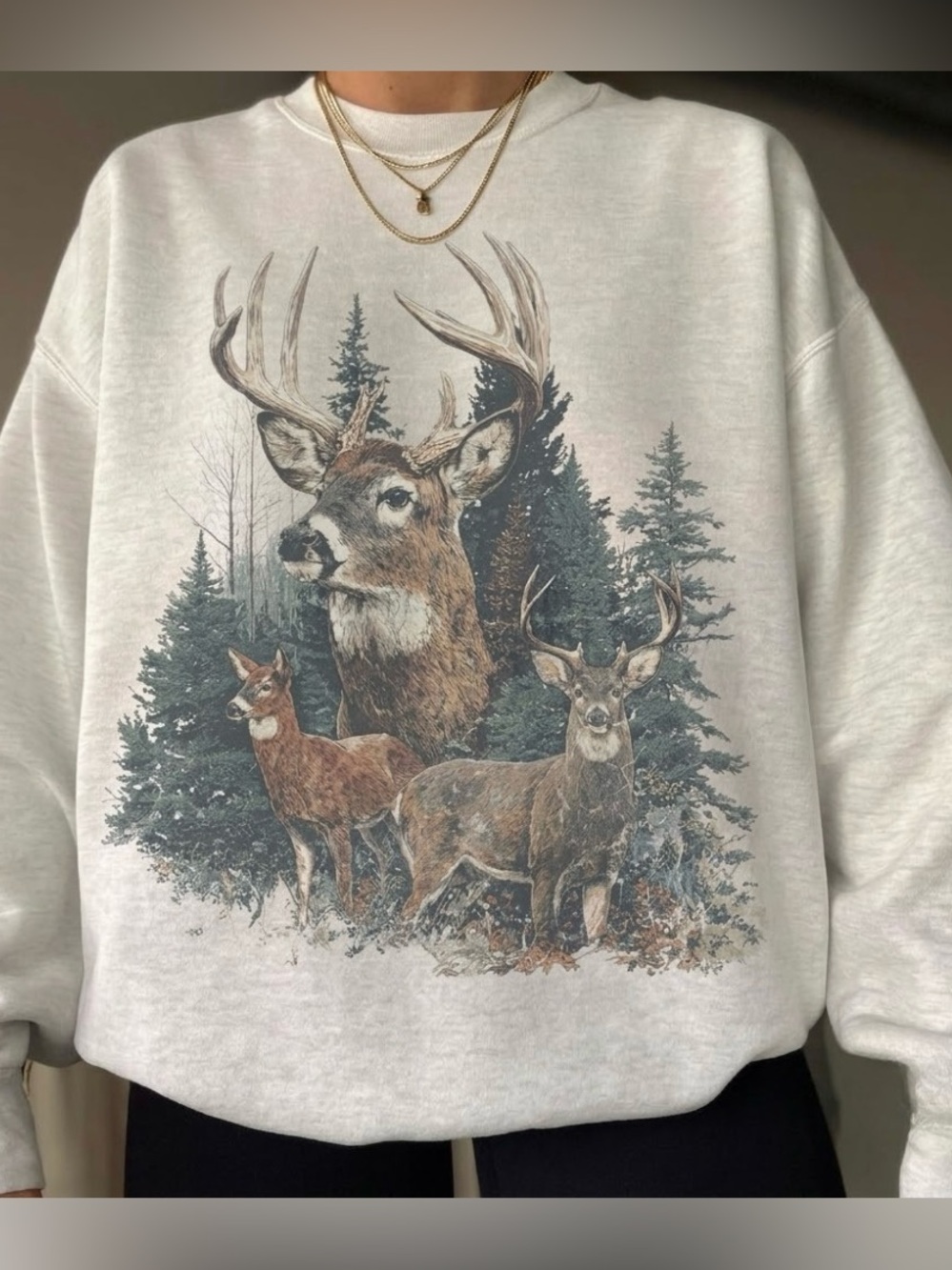 Retro Deer Hunting Nature Sweatshirt Outdoorsy Aesthetic Graphic